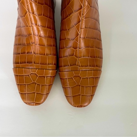 J Crew Roxie Cap-Toe Ankle Boots in Crocodile-Embossed Leather Sz 8 - Picture 3 of 15